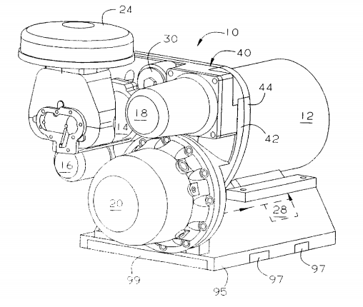 Patente de los Estados Unidos núm. 5,795,136. Compresor de aire de tornillo rotativo encapsulado de Sullair